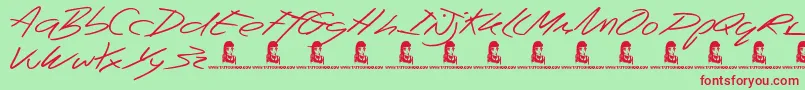 Beep Beep Font – Red Fonts on Green Background