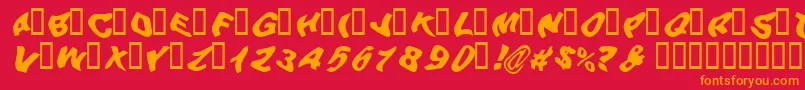 フォントBEERG    – 赤い背景にオレンジの文字