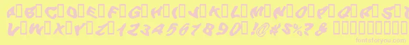 BEERG   -fontti – vaaleanpunaiset fontit keltaisella taustalla