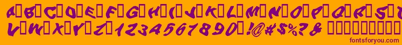 BEERG   -fontti – violetit fontit oranssilla taustalla