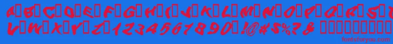 BEERG   -fontti – punaiset fontit sinisellä taustalla