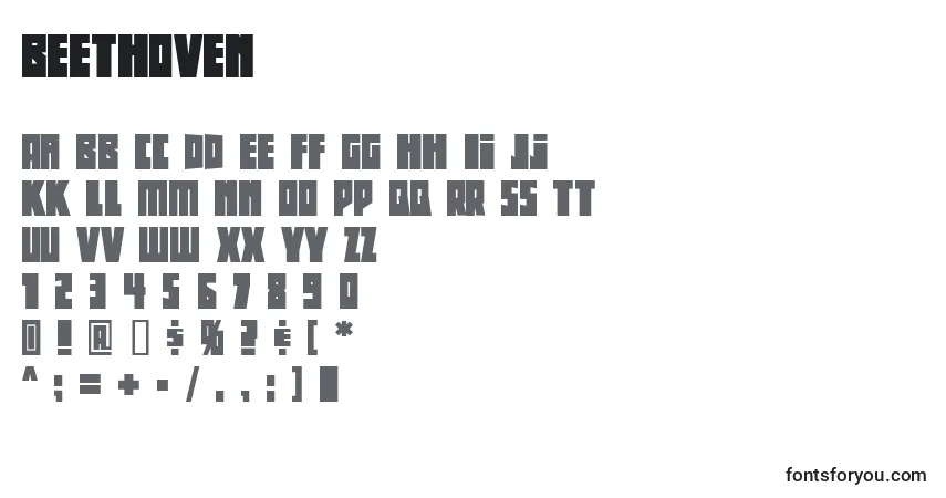 Czcionka Beethoven (120944) – alfabet, cyfry, specjalne znaki