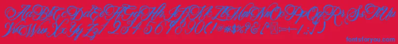 BeethovenSyinthesa Font – Blue Fonts on Red Background