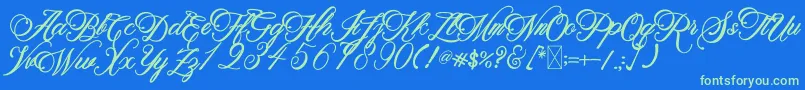 BeethovenSyinthesa Font – Green Fonts on Blue Background