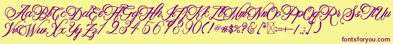 BeethovenSyinthesa Font – Purple Fonts on Yellow Background