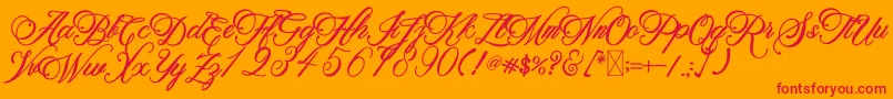 BeethovenSyinthesa-Schriftart – Rote Schriften auf orangefarbenem Hintergrund