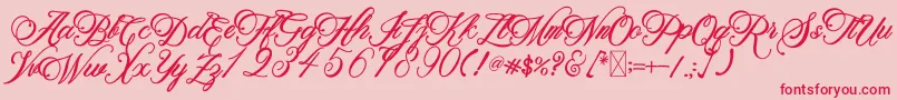BeethovenSyinthesa Font – Red Fonts on Pink Background