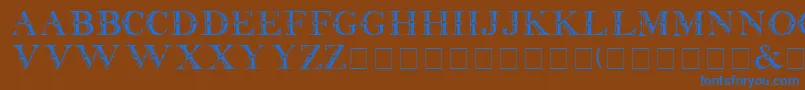 Beffle Medium-Schriftart – Blaue Schriften auf braunem Hintergrund