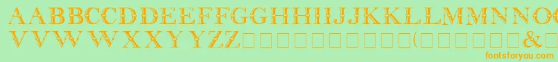 フォントBeffle Medium – オレンジの文字が緑の背景にあります。
