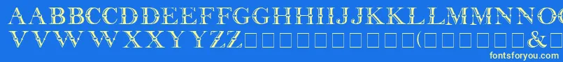 Beffle Medium-Schriftart – Gelbe Schriften auf blauem Hintergrund