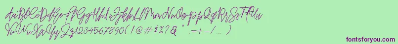 フォントBefindisa – 緑の背景に紫のフォント