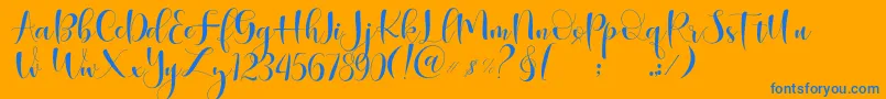 Begokly-Schriftart – Blaue Schriften auf orangefarbenem Hintergrund