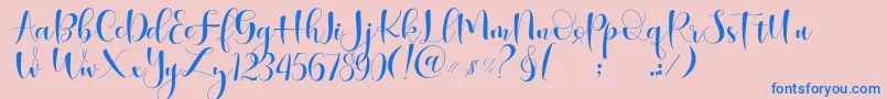 Begokly-Schriftart – Blaue Schriften auf rosa Hintergrund