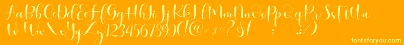 Begokly-Schriftart – Gelbe Schriften auf orangefarbenem Hintergrund