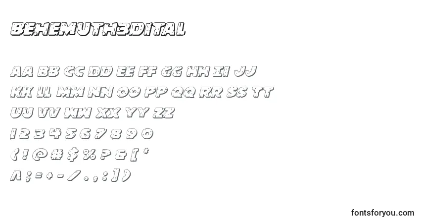 Czcionka Behemuth3dital – alfabet, cyfry, specjalne znaki