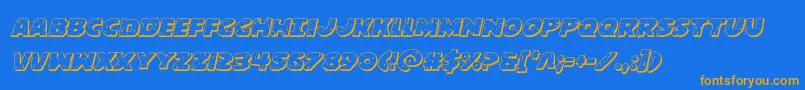 behemuth3dital Font – Orange Fonts on Blue Background