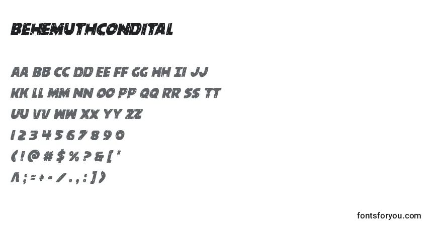 Behemuthcondital-fontti – aakkoset, numerot, erikoismerkit