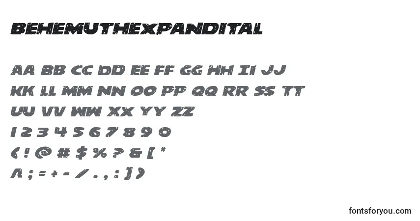 Czcionka Behemuthexpandital – alfabet, cyfry, specjalne znaki