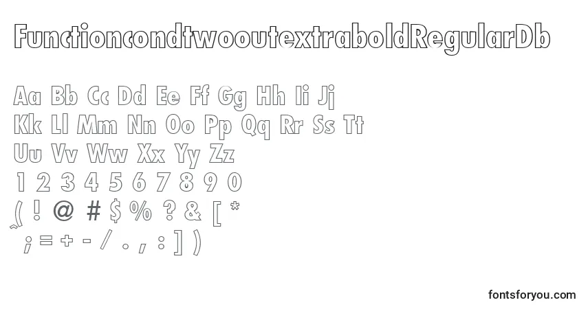 A fonte FunctioncondtwooutextraboldRegularDb – alfabeto, números, caracteres especiais