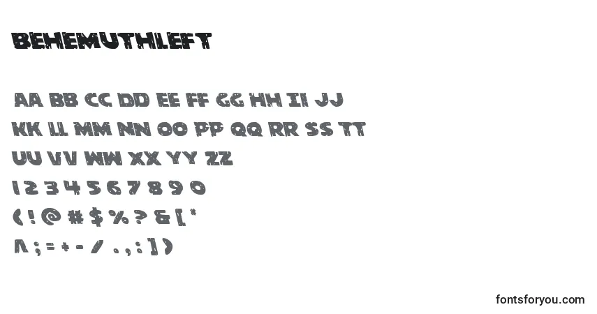 A fonte Behemuthleft – alfabeto, números, caracteres especiais