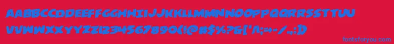 behemuthrotal-Schriftart – Blaue Schriften auf rotem Hintergrund