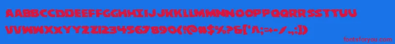 behemuthwarp-Schriftart – Rote Schriften auf blauem Hintergrund