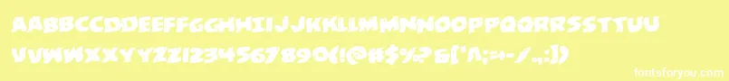 behemuthwarprotal-Schriftart – Weiße Schriften auf gelbem Hintergrund