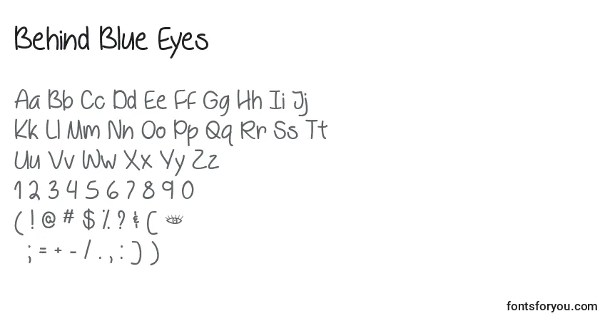 Шрифт Behind Blue Eyes   (120968) – алфавит, цифры, специальные символы