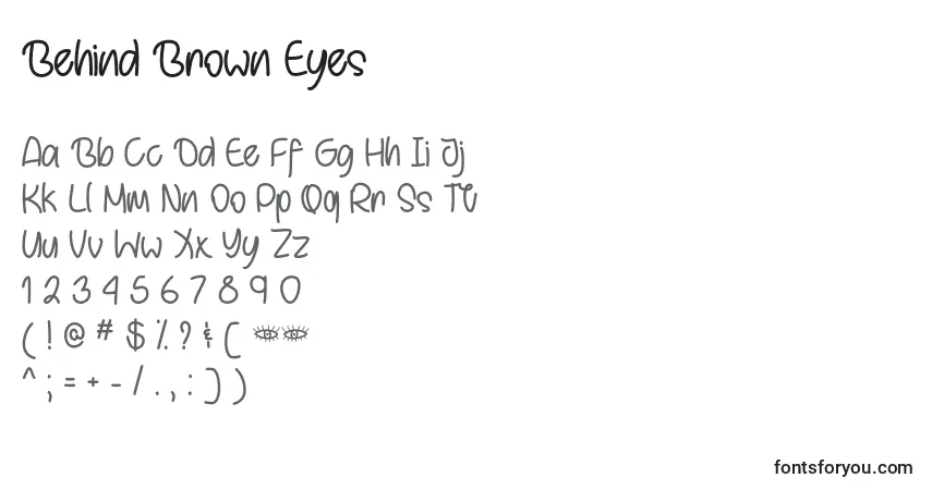 A fonte Behind Brown Eyes   – alfabeto, números, caracteres especiais