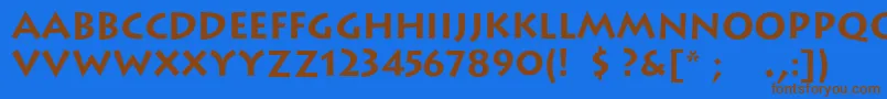 フォントLithoscBold – 茶色の文字が青い背景にあります。