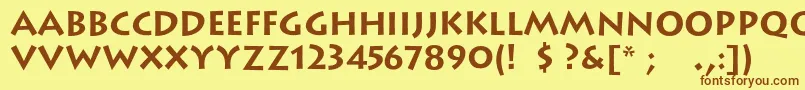 フォントLithoscBold – 茶色の文字が黄色の背景にあります。