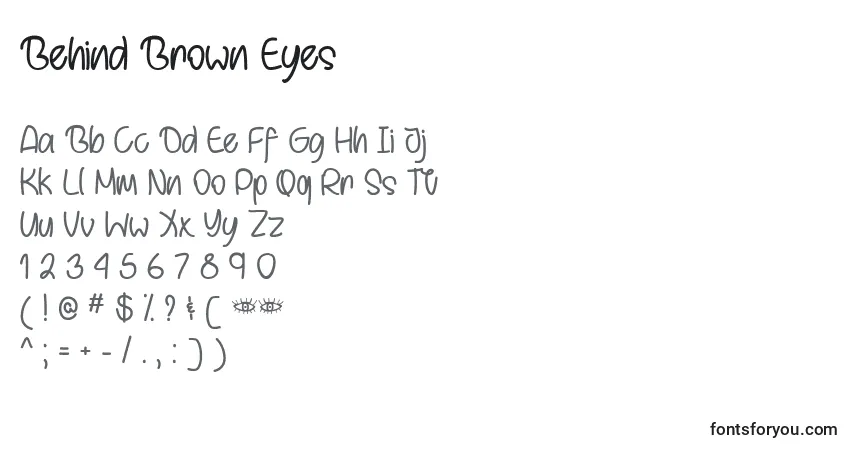 A fonte Behind Brown Eyes   (120970) – alfabeto, números, caracteres especiais