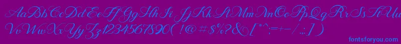 Behind Script Font – Blue Fonts on Purple Background