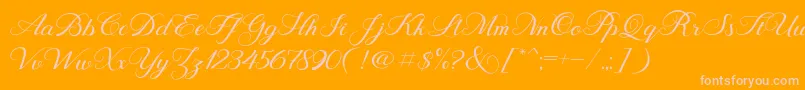 Behind Script Font – Pink Fonts on Orange Background
