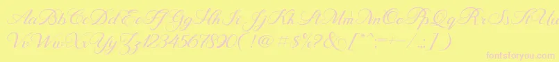 Behind Script-Schriftart – Rosa Schriften auf gelbem Hintergrund