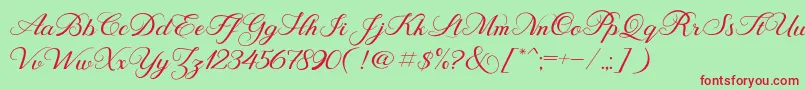 Behind Script Font – Red Fonts on Green Background