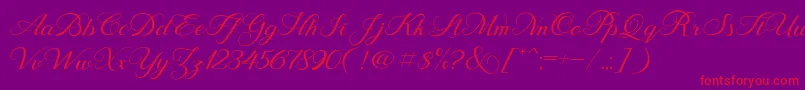 Behind Script-Schriftart – Rote Schriften auf violettem Hintergrund