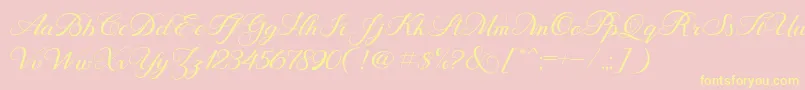 Behind Script-Schriftart – Gelbe Schriften auf rosa Hintergrund