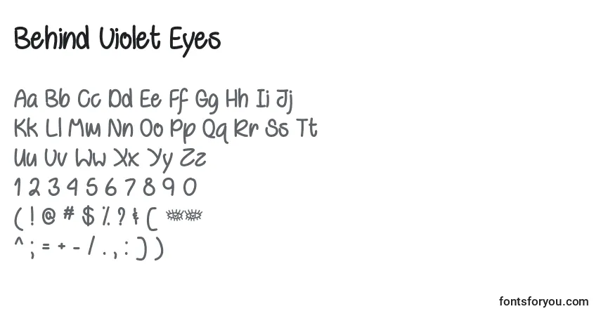 A fonte Behind Violet Eyes   – alfabeto, números, caracteres especiais