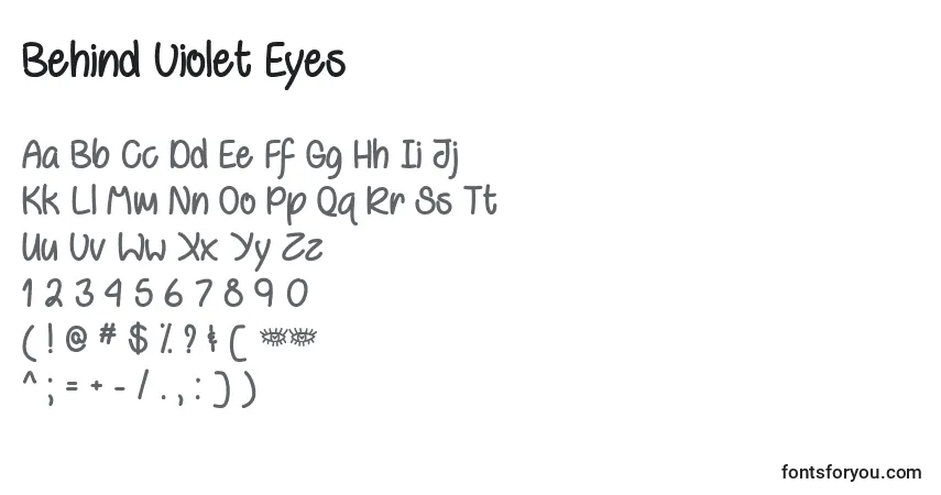 A fonte Behind Violet Eyes   (120975) – alfabeto, números, caracteres especiais