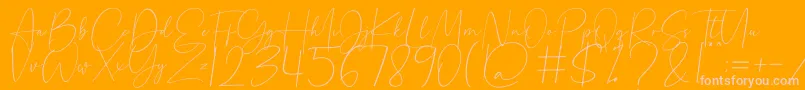 Beholder-Schriftart – Rosa Schriften auf orangefarbenem Hintergrund