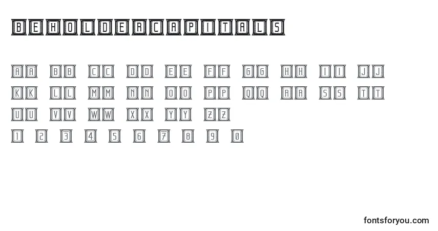 Czcionka BeholderCapitals – alfabet, cyfry, specjalne znaki