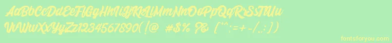 Beindog gite Font – Yellow Fonts on Green Background