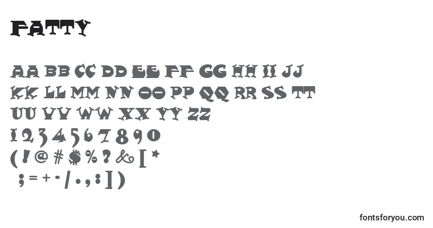 Czcionka Fatty – alfabet, cyfry, specjalne znaki