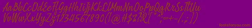 フォントBeing Love Font by 7NTypes – 紫色の背景に茶色のフォント