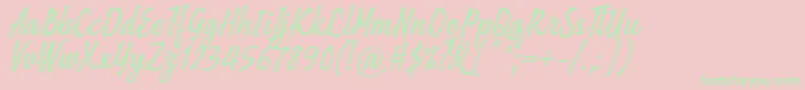 フォントBeing Love Font by 7NTypes – ピンクの背景に緑の文字