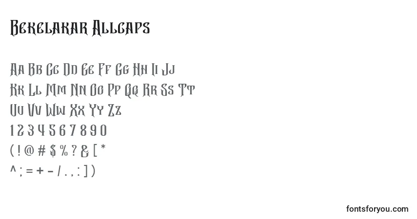 Schriftart Bekelakar Allcaps – Alphabet, Zahlen, spezielle Symbole