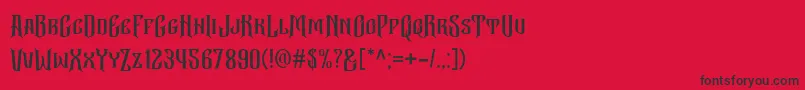 フォントBekelakar Allcaps – 赤い背景に黒い文字