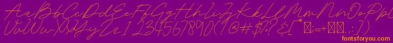 Belatina-Schriftart – Orangefarbene Schriften auf violettem Hintergrund