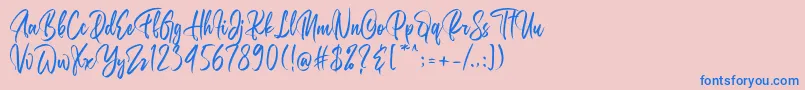 Weitere Informationen zur Belgedes-Schriftart Belgedes-Schriftart – Blaue Schriften auf rosa Hintergrund